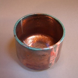 madly copper raku cup